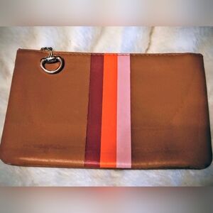 Ipsy Brown Cosmetic Bag Striped Accent
